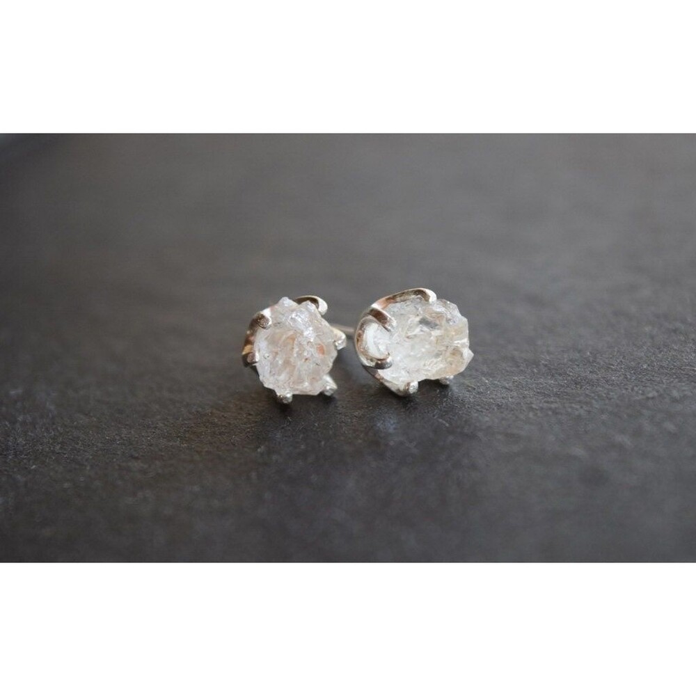 Lake County diamond earrings, 925 sterling silver, raw gemstones